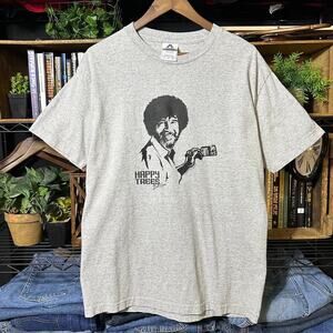 Vintage Y2K Bob Ross Happy Trees Tee Large Grey Black 2004 Painting Art Shirt